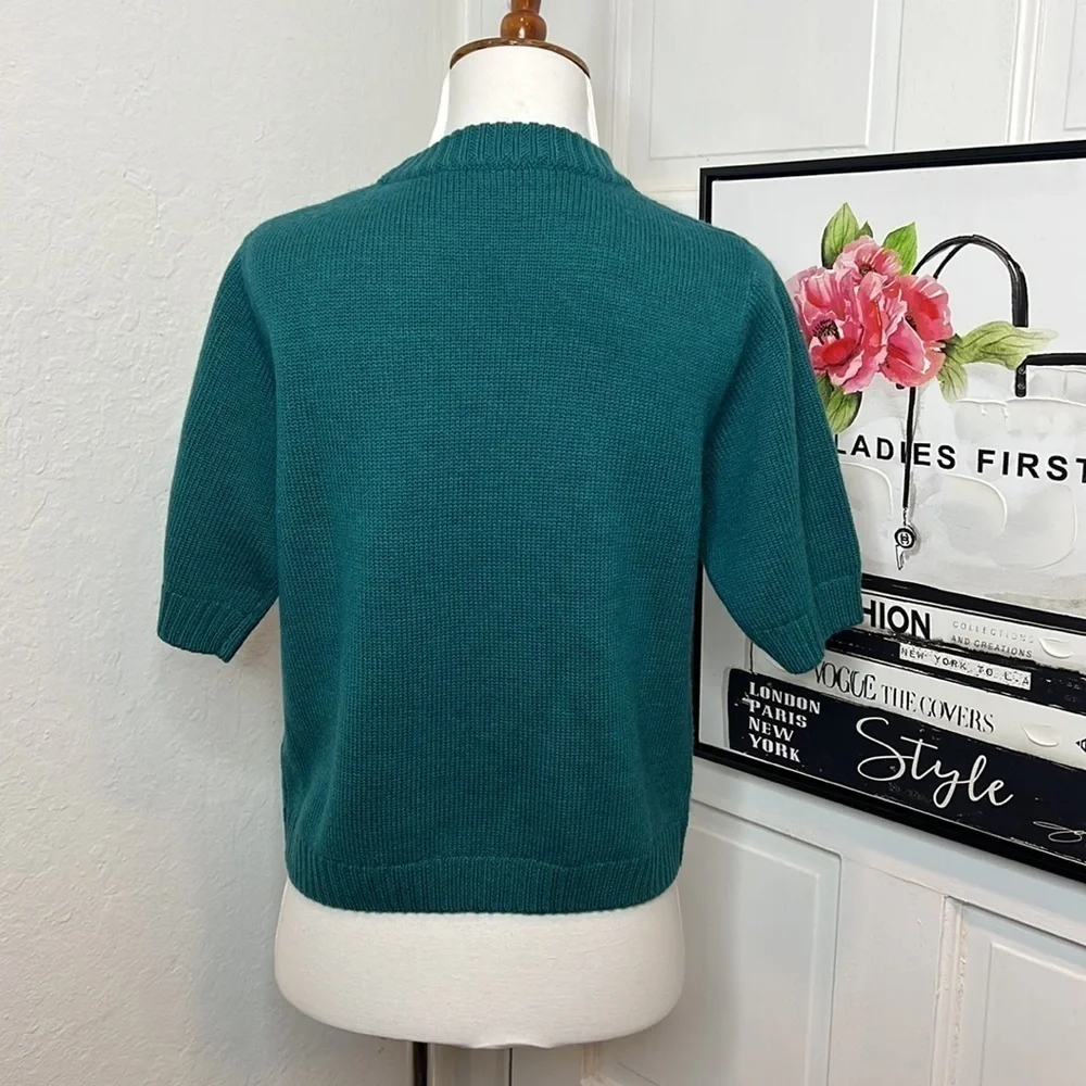 Amour Vert Jude Short Sleeve wool Sweater in Jadeite Size XS - Picture 4 of 8